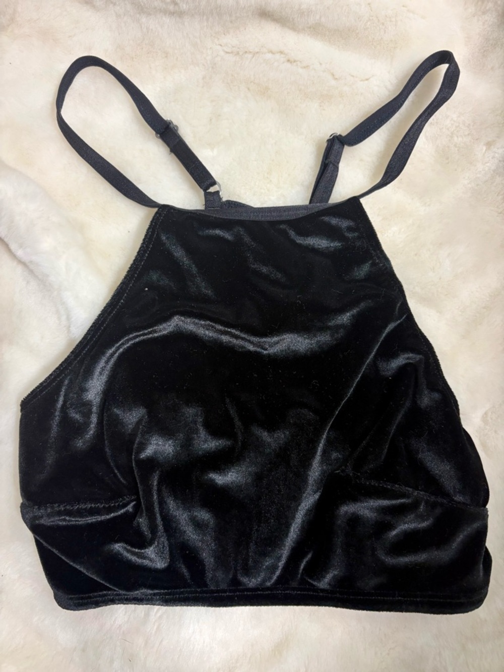 H&M velvet and lace crop top
